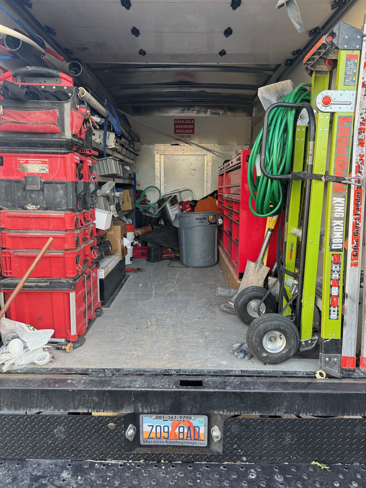 Inside the stocked Utah Service Pros service truck