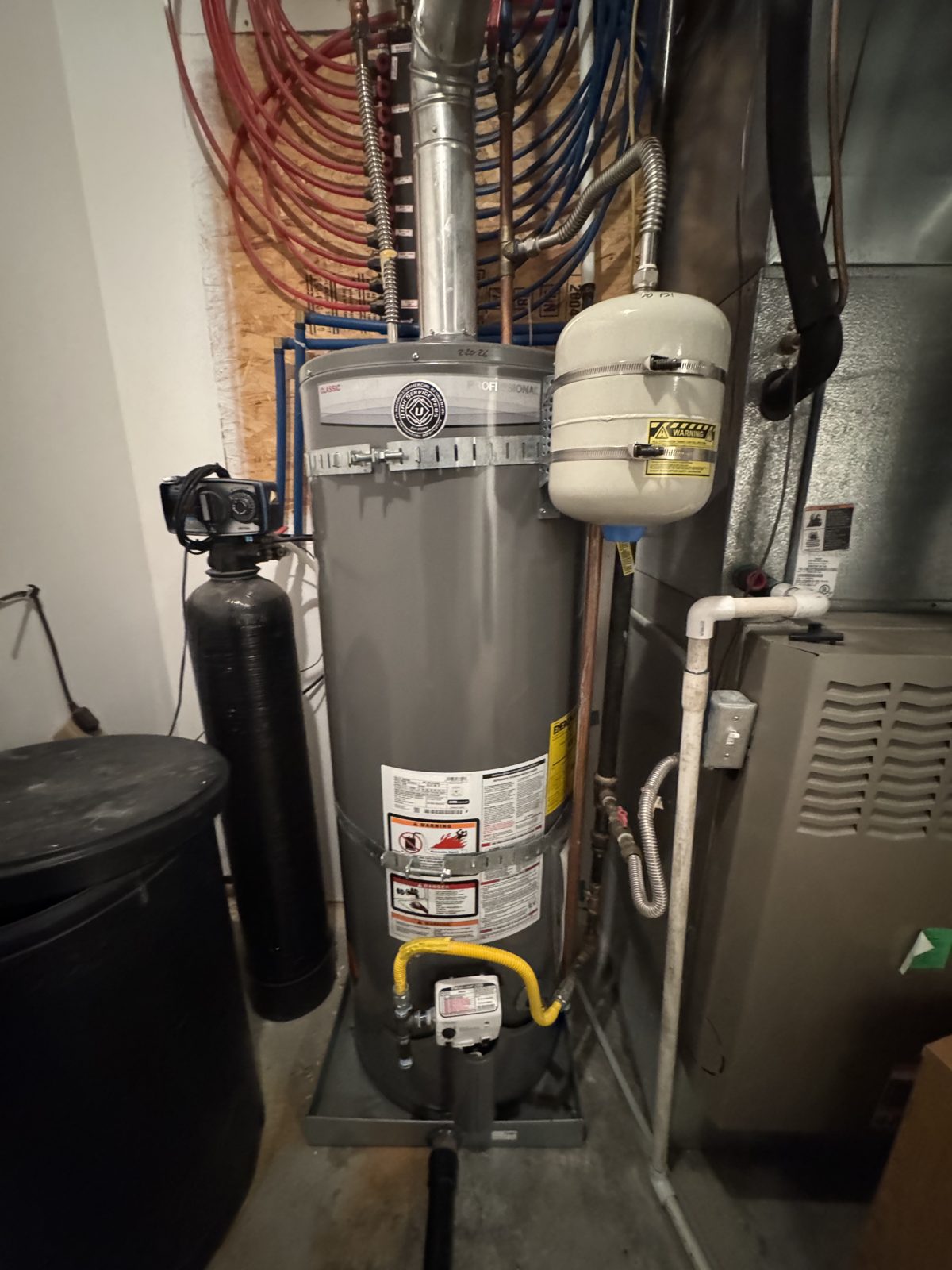 Water heater and water softener installed together in a Utah County home